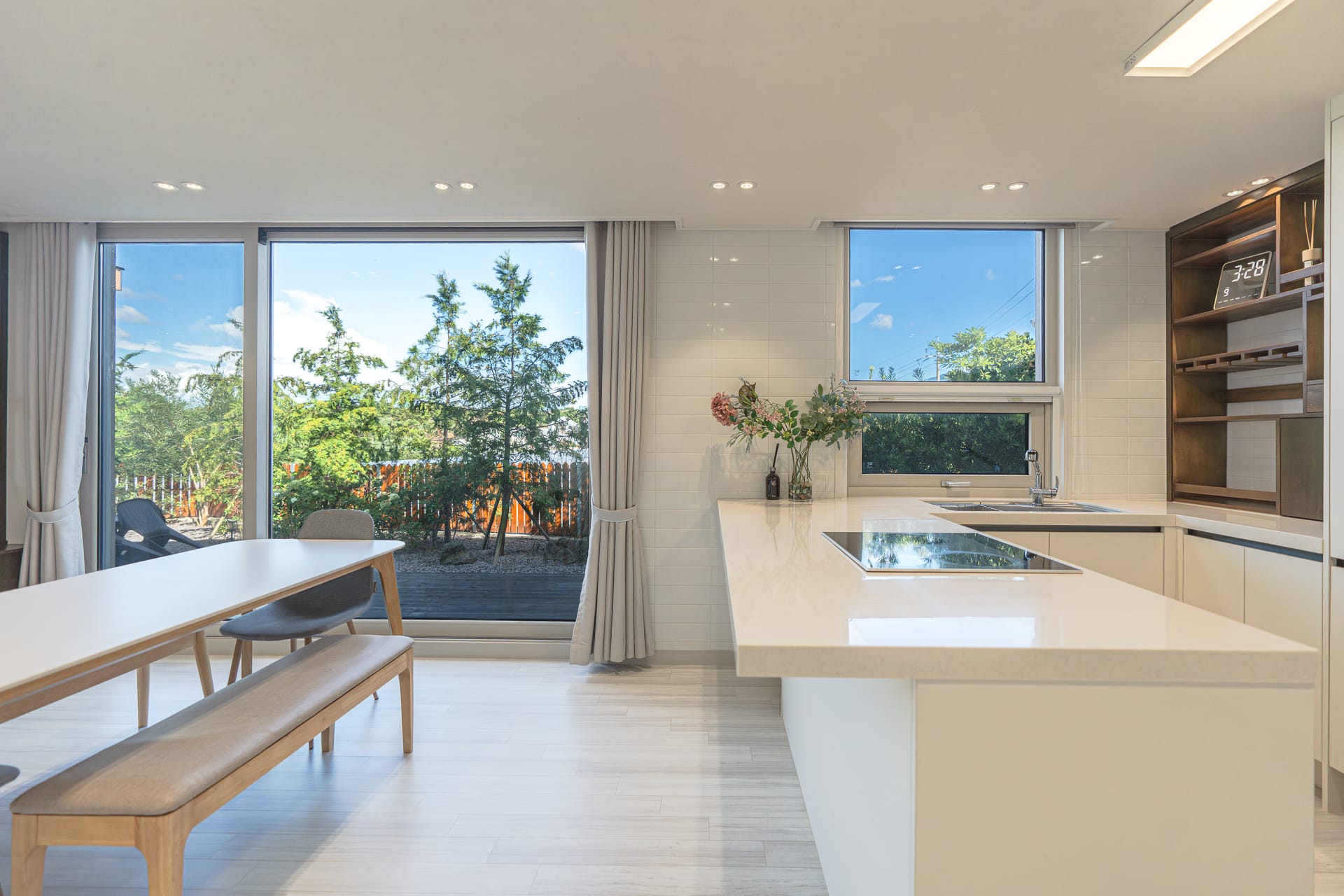 Kitchen and dining area opening to the garden